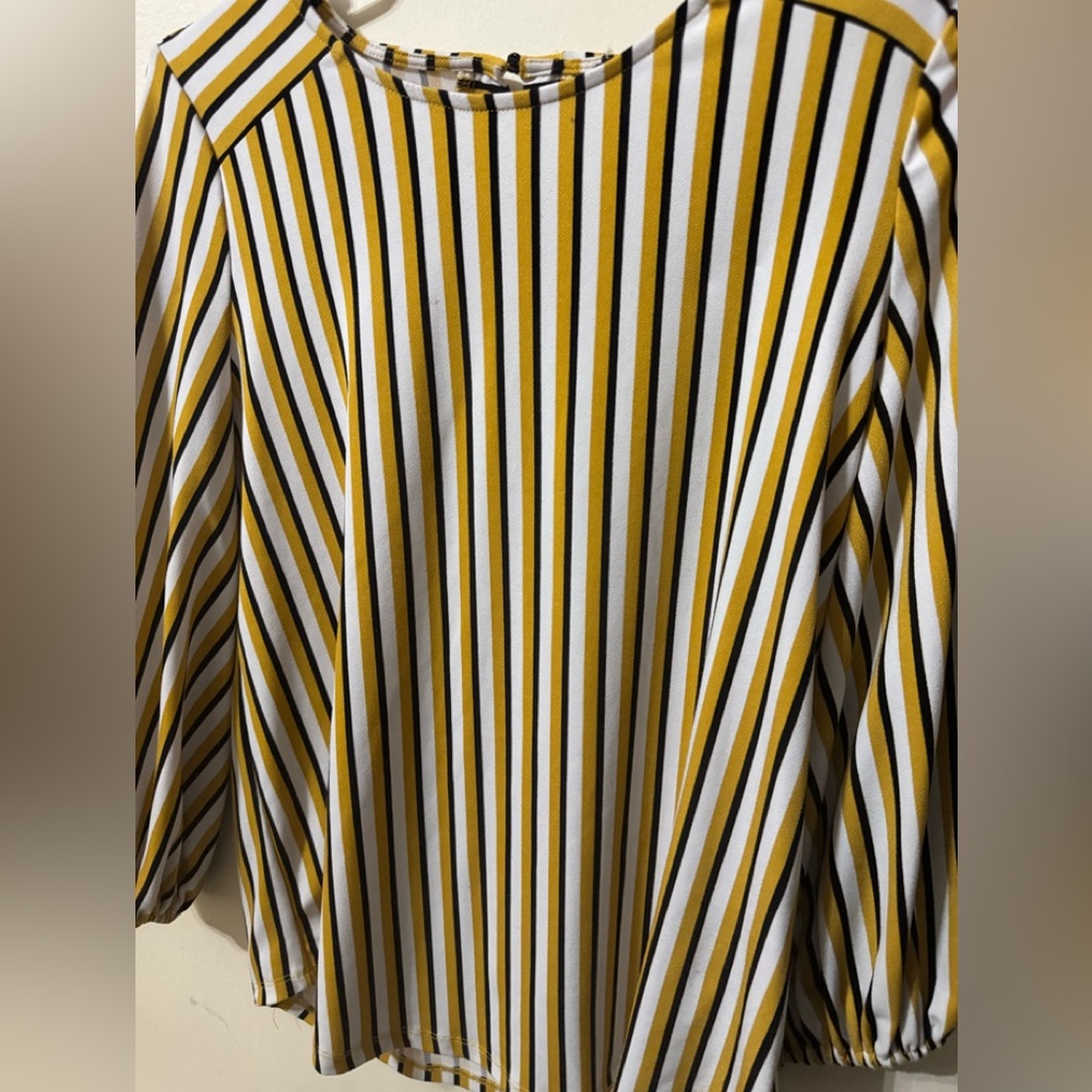 Adrianna Papell Striped Yellow and Black Women's Top